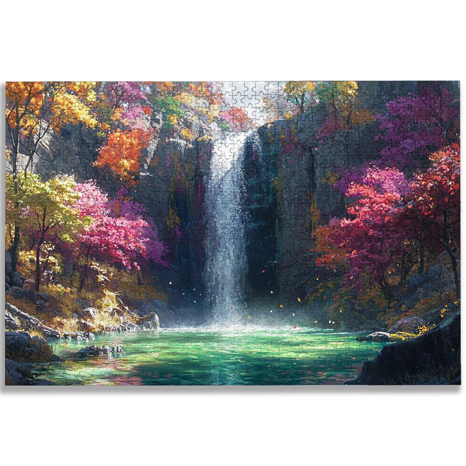 Jesienne puzzle 1000 sztuk, puzzle krajobrazowe 1000 sztuk dla dorosłych i nastolatków, drewniane puzzle z wykwintnym opakowaniem, rodzinne gry edukacyjne, dekoracje domu, prezent dla dorosłych, -2599