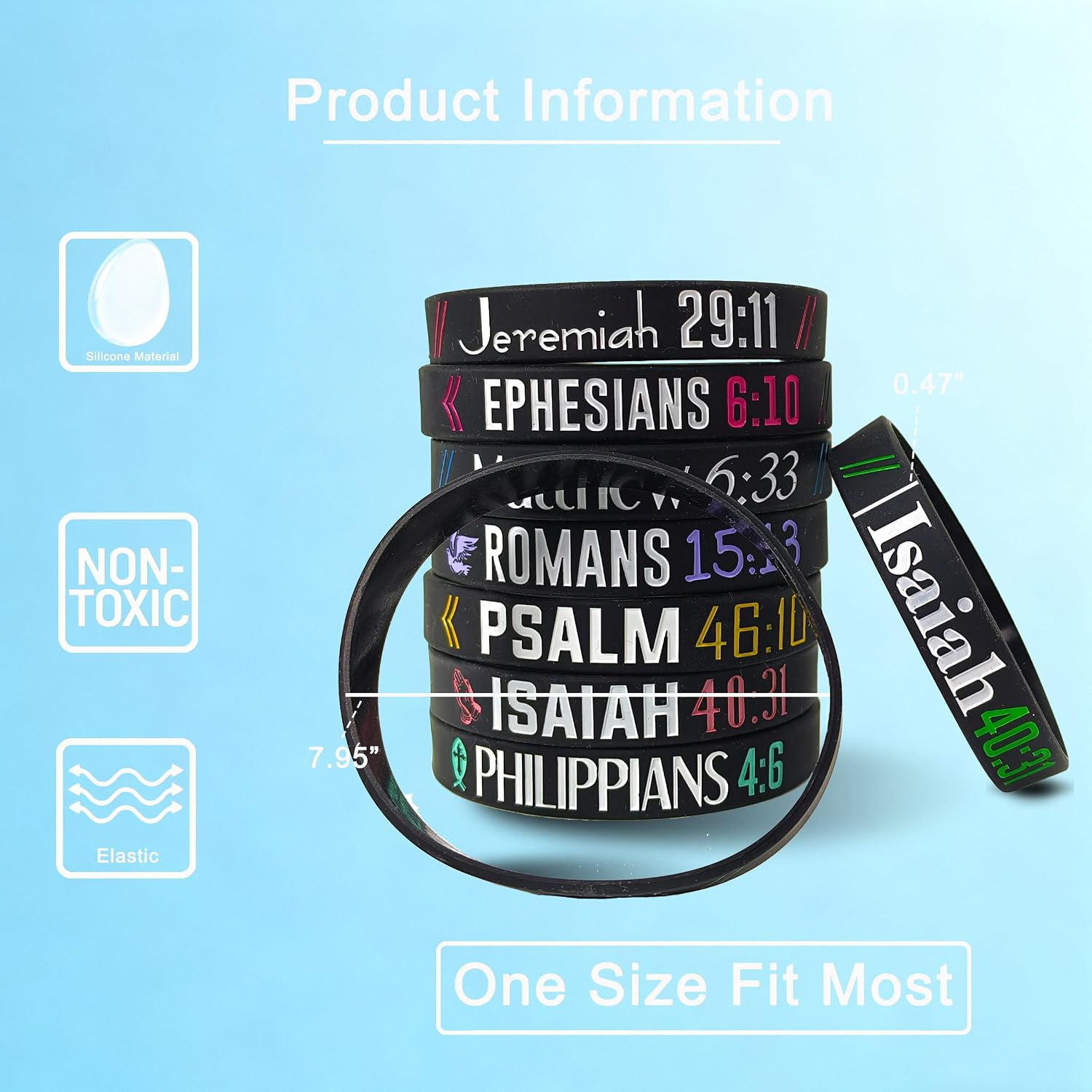 Bible Verse Bracelets,Inspirational Christian Scripture Wristbands,Religious Gifts for Men Women Teens