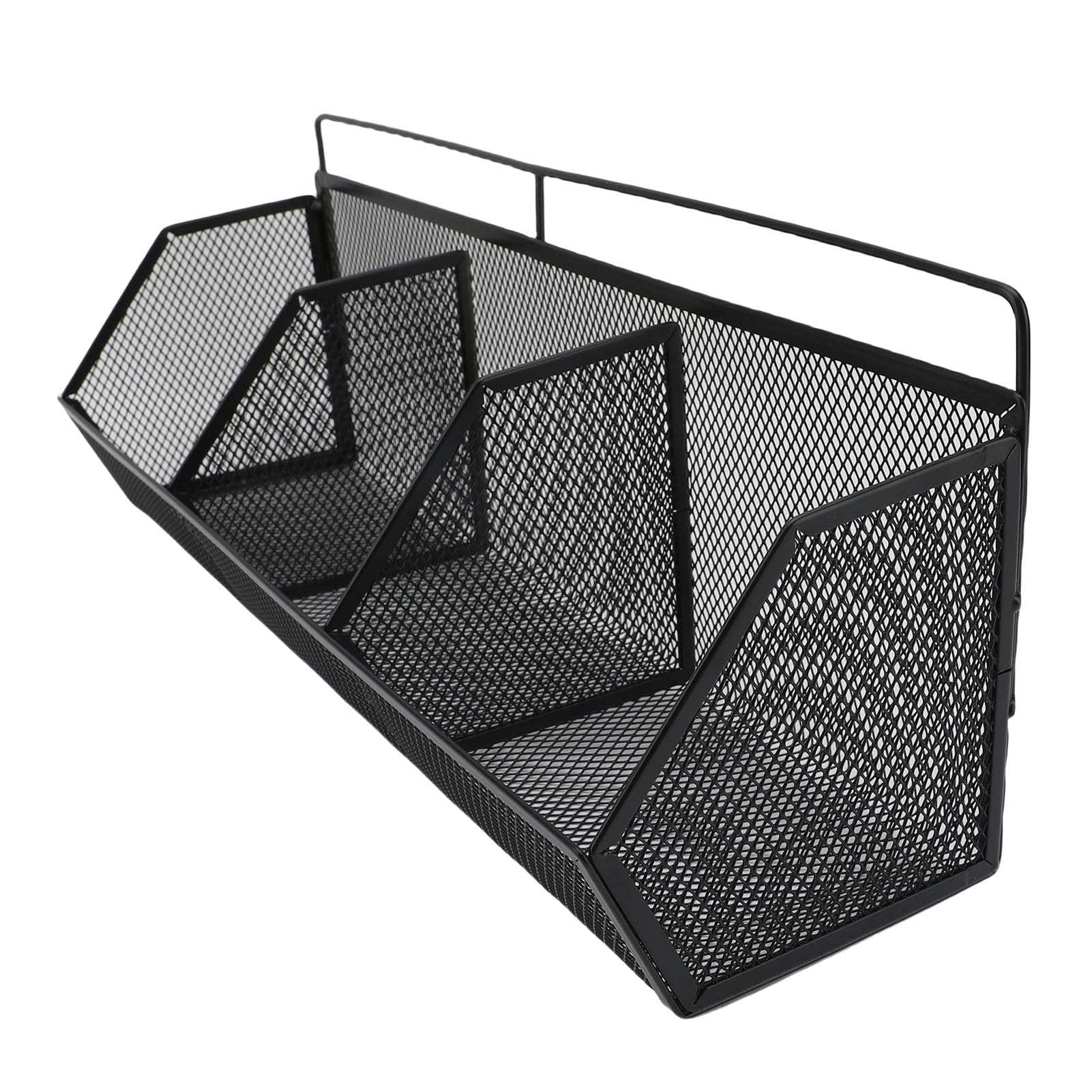 Cesta de alambre de metal, 3 rejillas para colgar en la pared, organizador de almacenamiento de apertura inclinada para cocina, baño, lavandería, hogar, cafetería, oficina, garaje (negro)