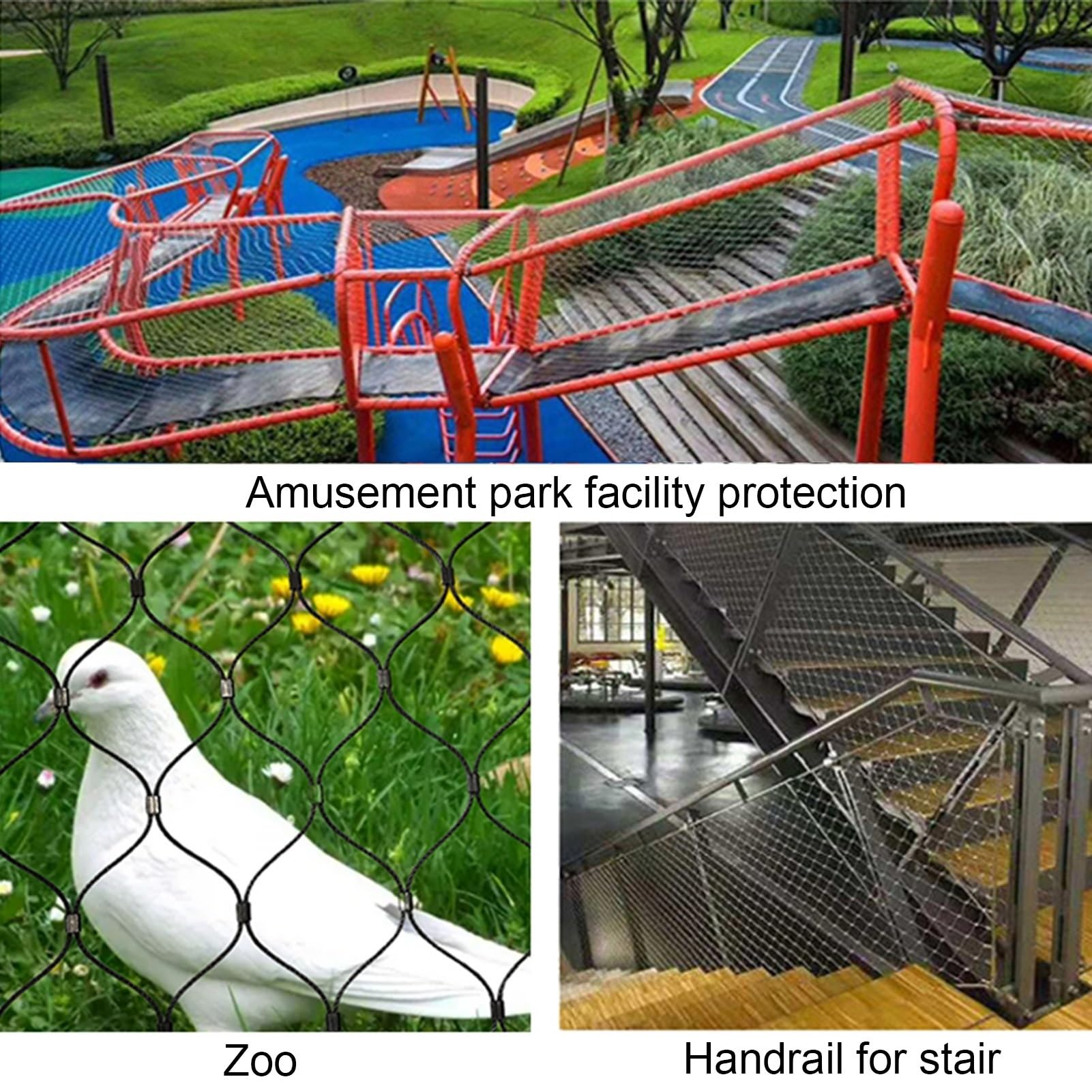 Alambre Espino Galvanizado Valla De Cuerda De Acero Inoxidable 304, Red De Protección De Decoración De Límites De Balcón, Malla De Seguridad para Equipos De Juego Resistencia Al Impacto para Jardín D