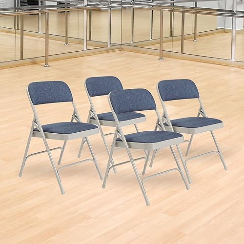 Miniatura 2 de Sillas plegables de tela premium de National Public Seating 4unidades AzulGris 4