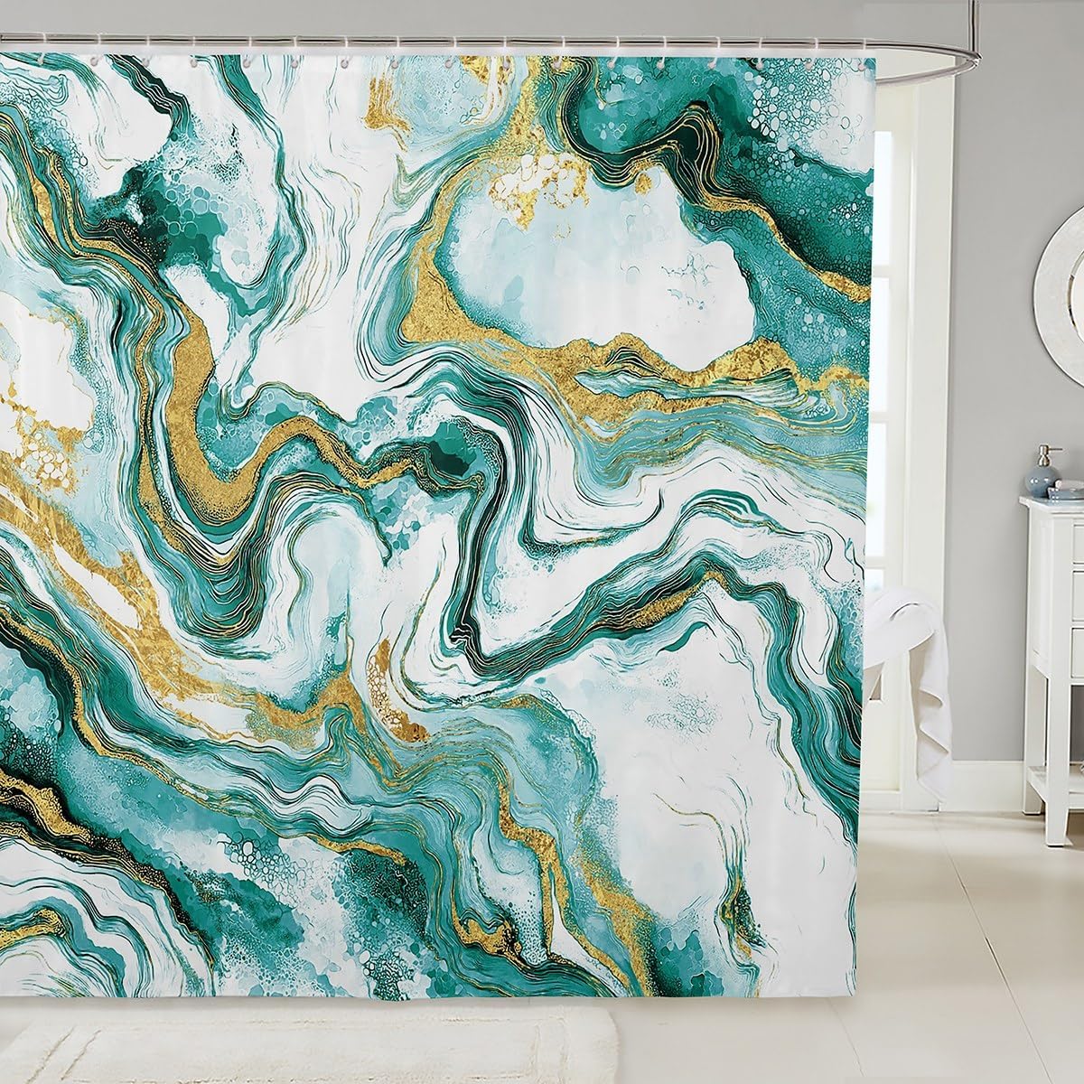 Marble Fabric Shower Curtain, Preppy Pastel Pink Shower Curtains for Bathroom Abstract Marble Texture Design Decor 72"Wx78"L, Retro Style Watercolor Artwork Design Bath Curtain, Minimalist Decor