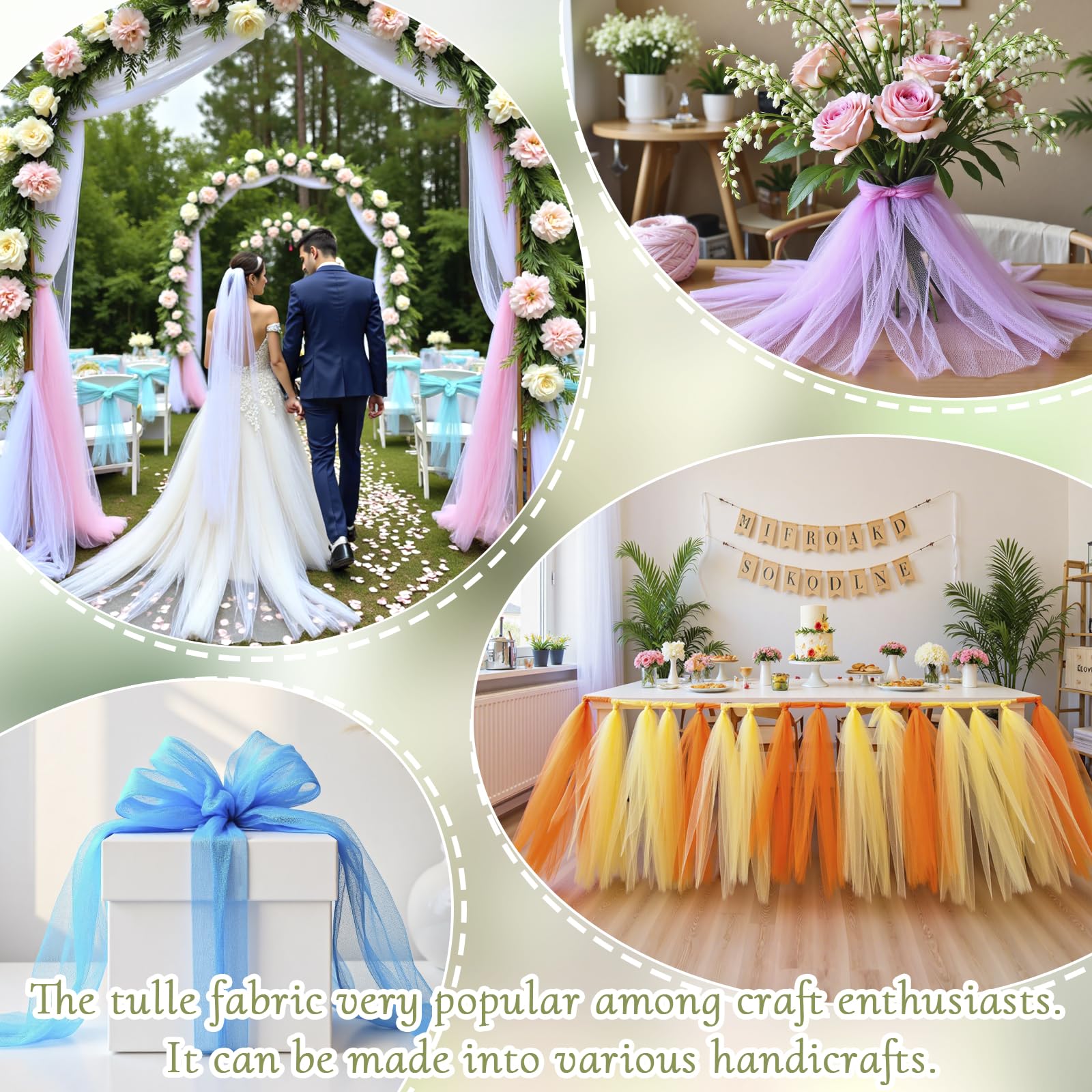 Rotolo Tulle Per Decorazioni Matrimonio: 137 Cm X 10 M, Tessuto A Rete Giallo, Per Fai Da Te E Bomboniere