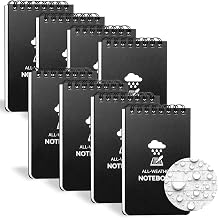 Waterproof Notebook, 8 Pack Top-Spiral Pocket Notepad, 3" x 5" NotePad