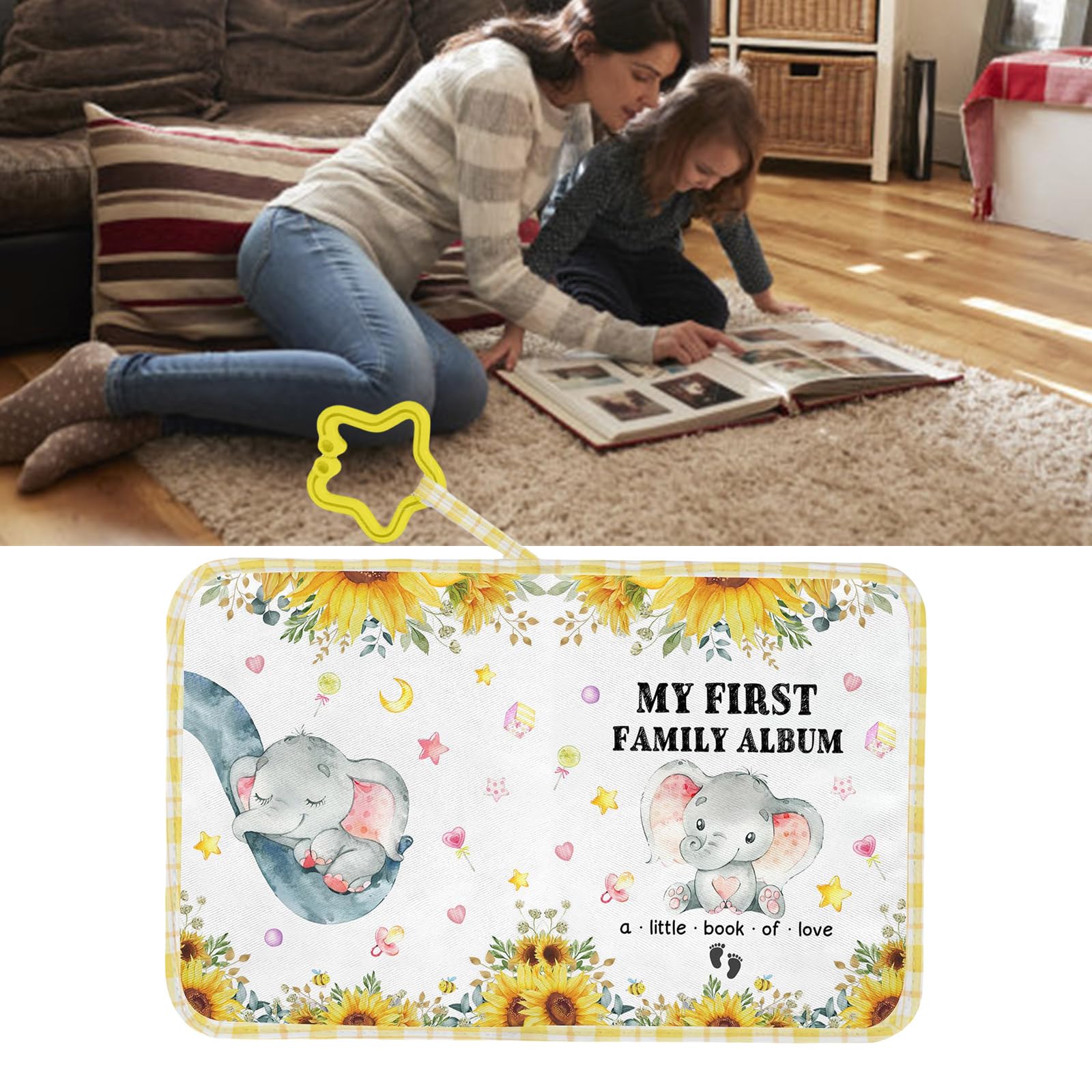 Album de famille « Baby 's My Firsts » - Album photo pour bébé - 4 x 6 - Livre photo en tissu doux avec pochette pour photos « My Firsts Family »
