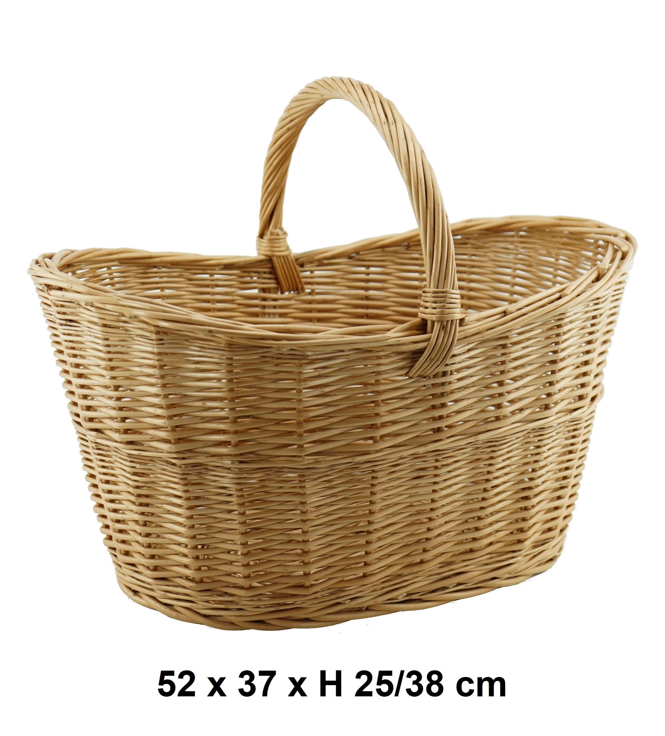 Cesta de mimbre natural con asa grande, cesta de la compra de mimbre trenzada, cesta de la compra con asa, cesta de la compra trenzada (modelo 30)