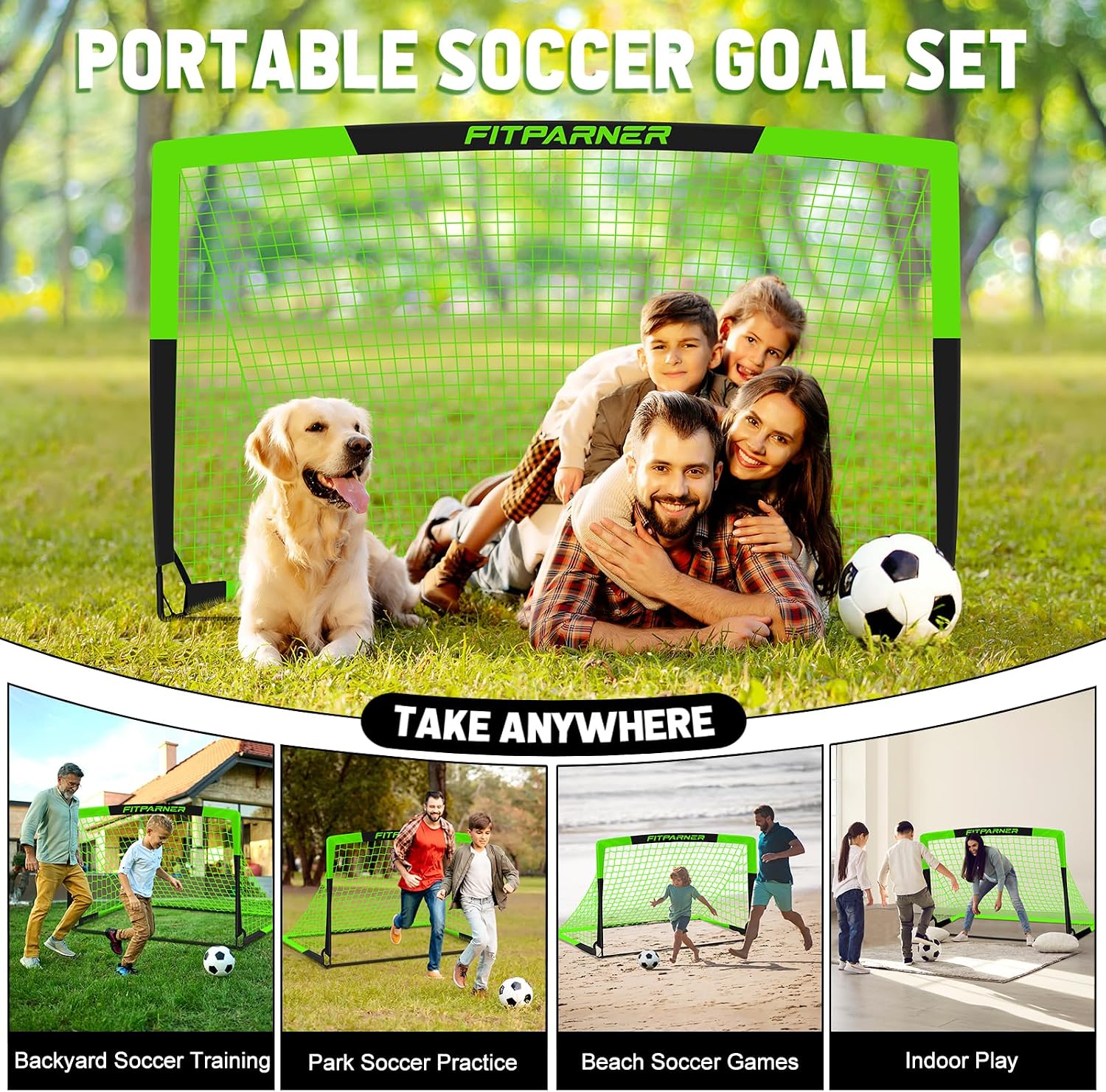 Kids Soccer Goals for Backyard Set - 2 Pack of Portable Pop Up Soccer Nets with Ball,Cones,Complete Training Equipment Kit for Toddler,Youth,Kids Age 3-14,Outdoor Sports Game