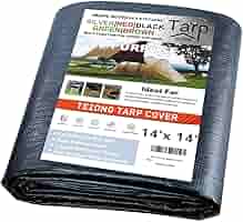 TEZONG Tarps Heavy Duty Waterproof 14x14ft,Black Plastic