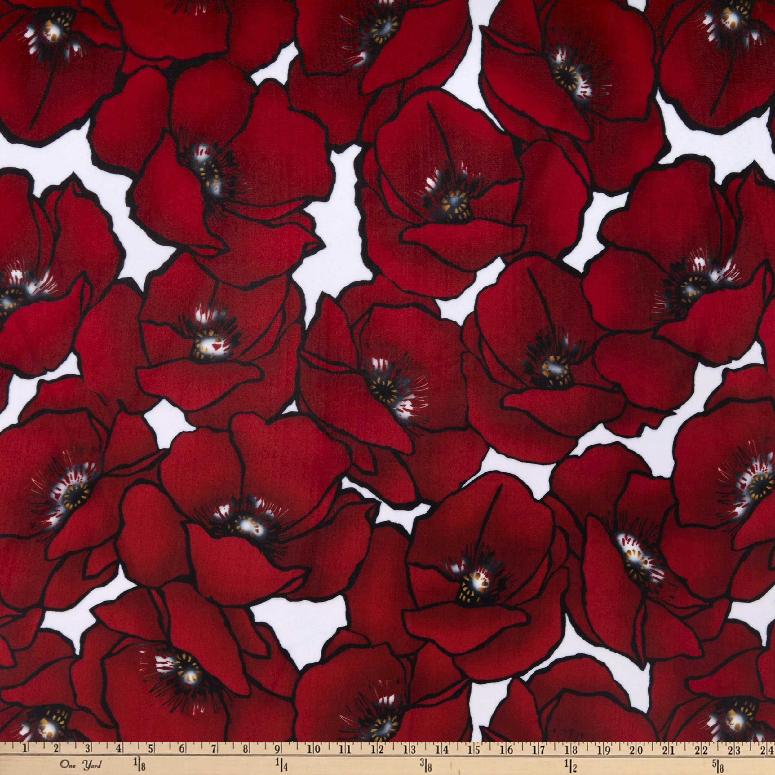 Shannon Fabrics Shannon Minky Digital Cuddle Poppies, Scarlet