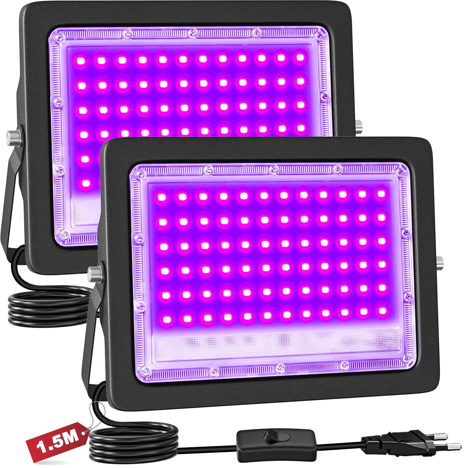 CREATESTAR 50W LED Lumière Noire,Luminaire UV Puissant 400 nm, Etanche IP66 peut être utilisé pour les Soirées à la Lumière Noire, les Affiches Fluorescentes