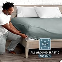 Vista 212 de Bare Home - Sábana bajera de microfibra 1800 muy suave y duradera, para colchones altos tamaño individual, color gris pardo