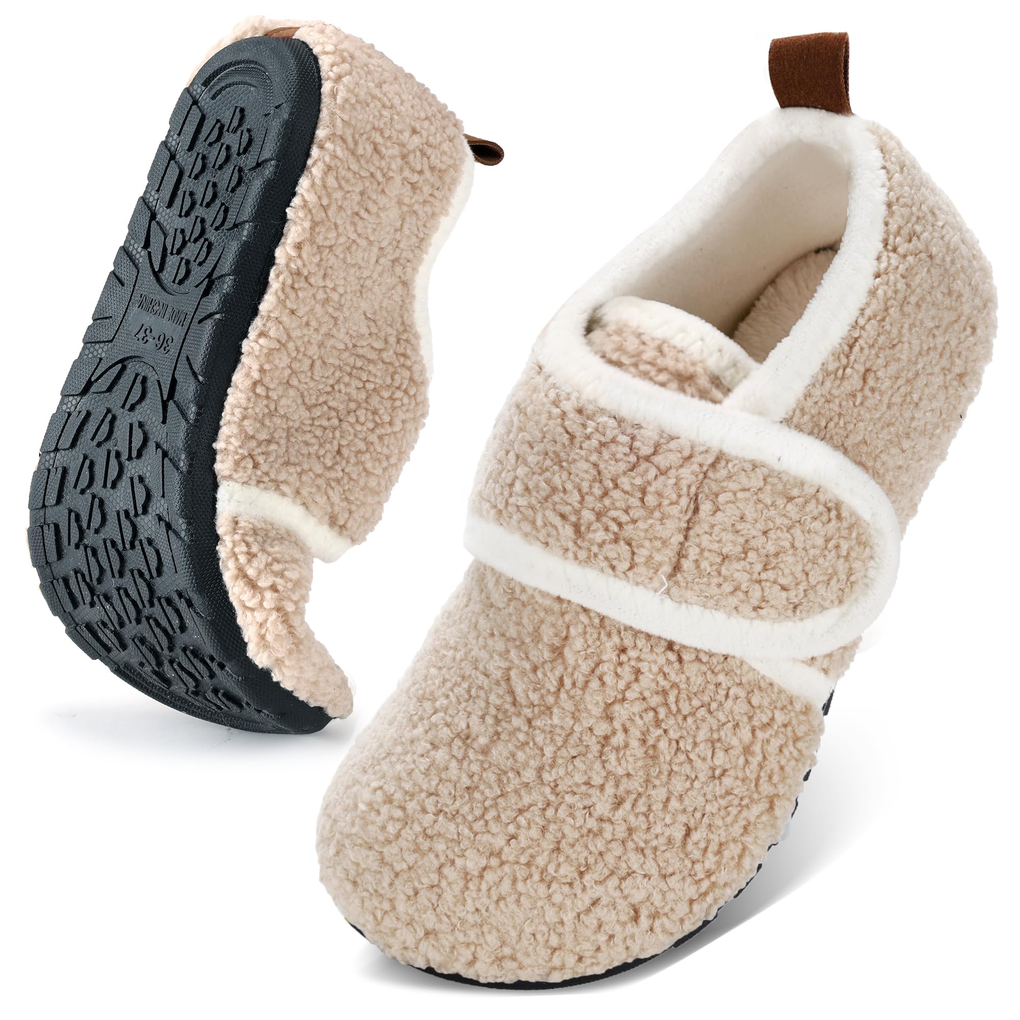 House Slippers for Women Men Slip on Indoor Barefoot Slippers Socks Cozy Fuzzy House Shoes Rubber Sole
