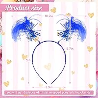 Vista 2 de WILLBOND 6 diademas con pompones envueltos en oropel, para el cabello, plumas locas para disfraz de mascarada, 6