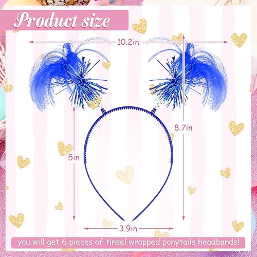 Miniatura 2 de WILLBOND 6 diademas con pompones envueltos en oropel, para el cabello, plumas locas para disfraz de mascarada, 6