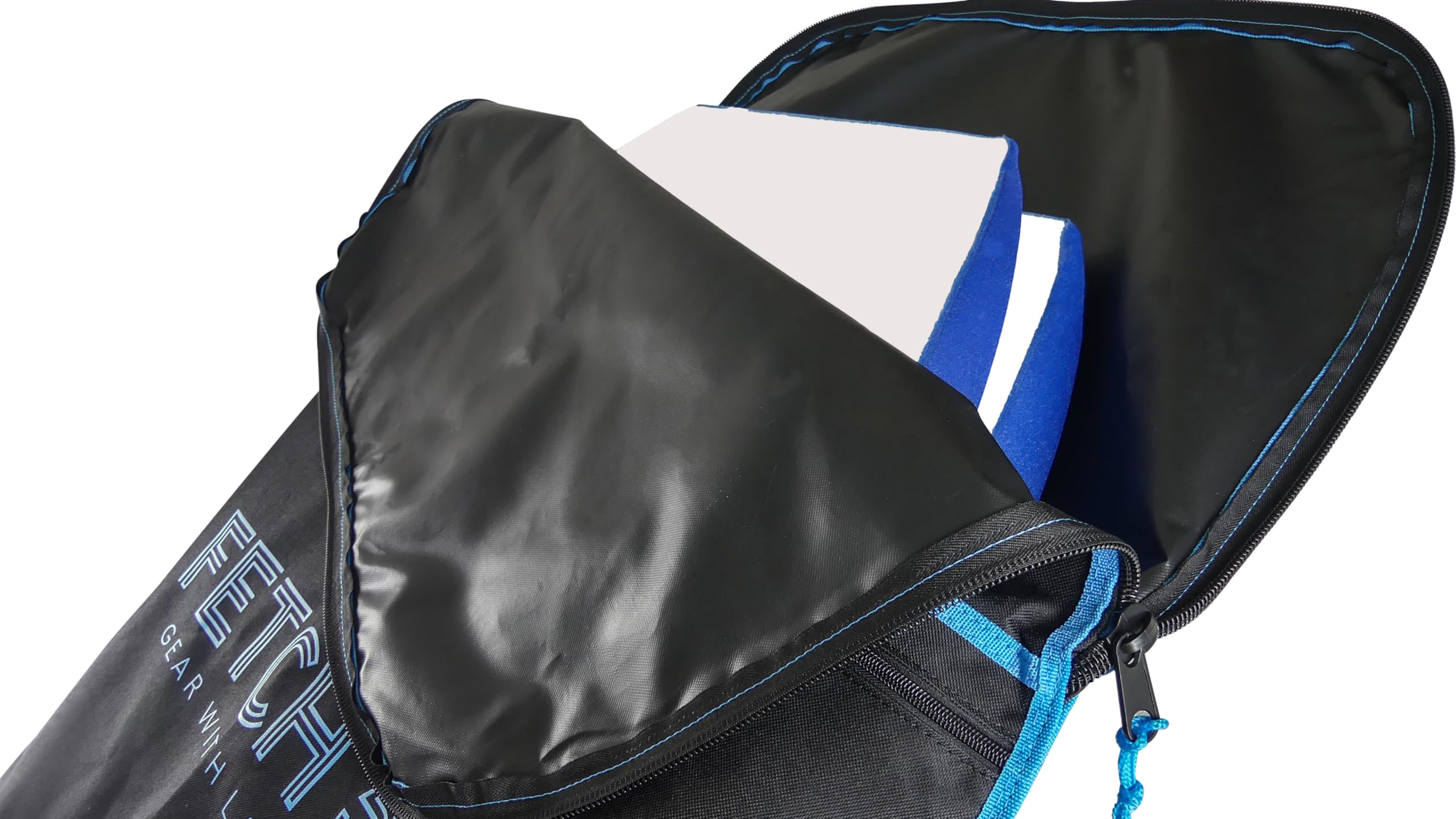 Nova Sac de Bodyboard Double avec Sangles de Sac à Dos, Polyester résistant, Grande Poche pour Accessoires, Noir avec Bordure Orange ou Bleue