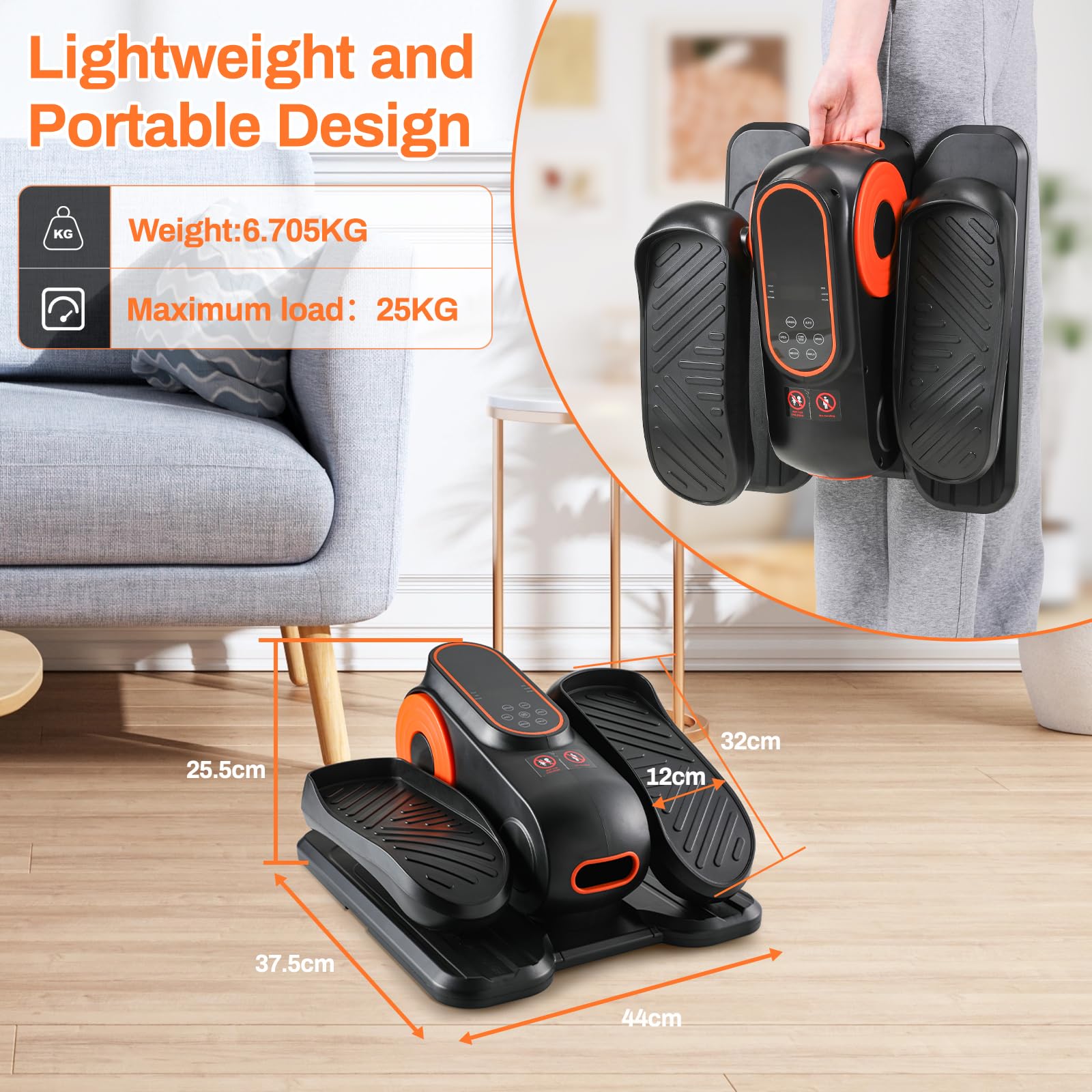 Mini Ellipsentrainer Untertisch Elektrischer Crosstrainer mit Fernbedienung Adjustable Speed Stepper