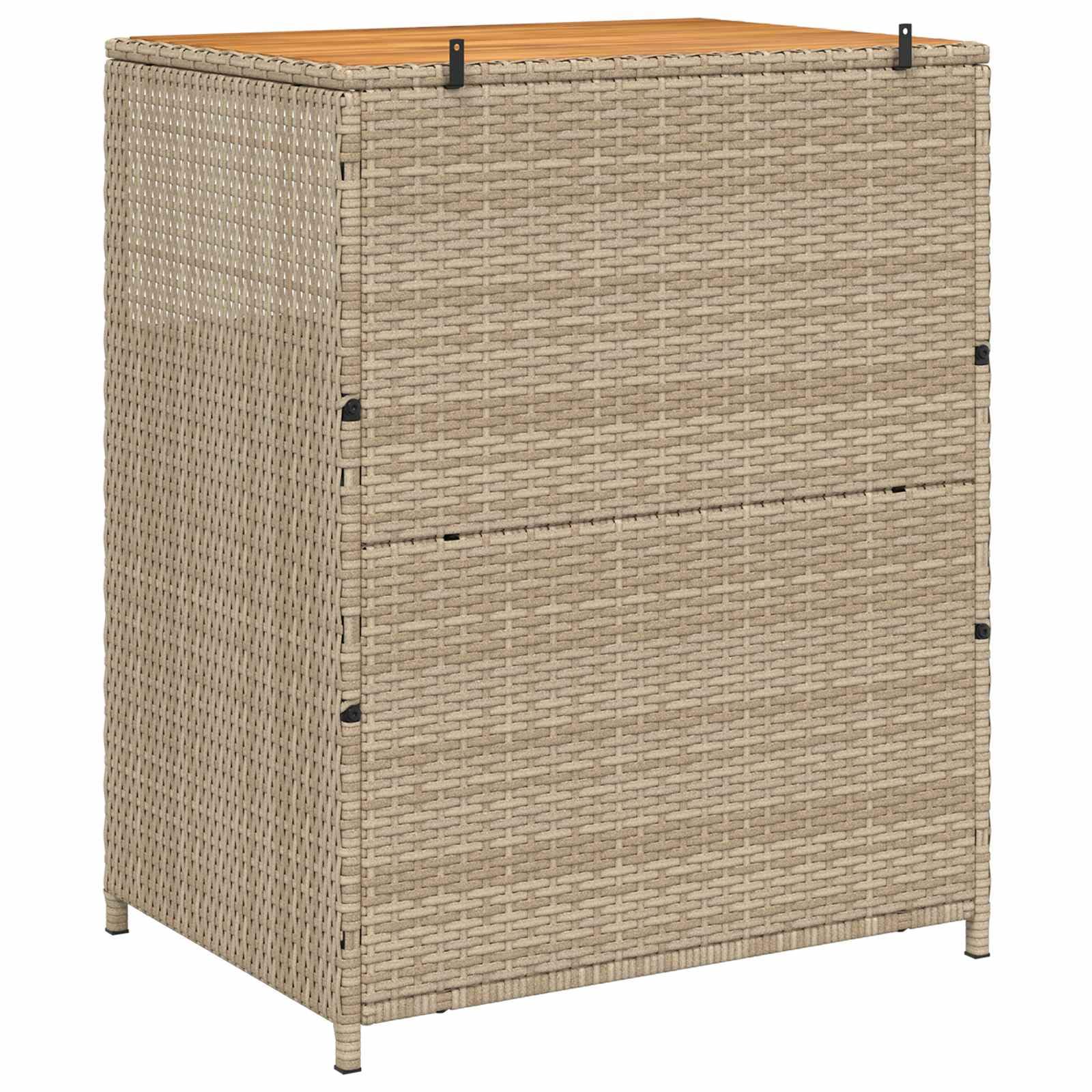 Armadio in rattan beige, 70 x 50 x 87 cm, con porta, in legno massello di acacia e telaio in acciaio verniciato a polvere, scaffali e ante in polyrattan, spazioso spazio per attrezzi da