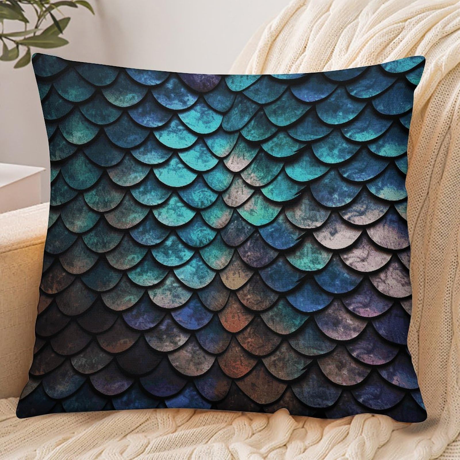 Fekiloot Style 3D Magical Dragon Scales Pattern Pillowcase Pillow Sham Pillow Case