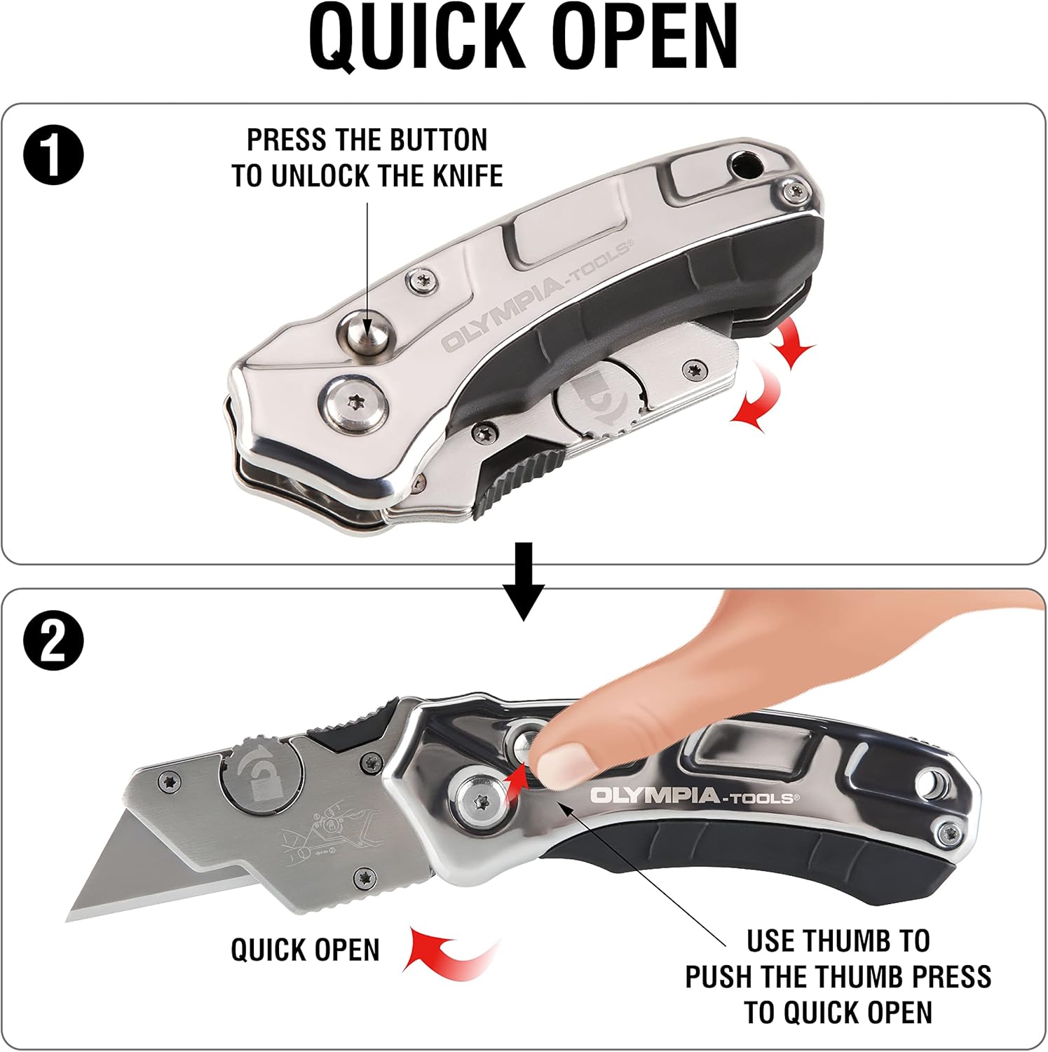 Olympia Tools 33-125 Turbofold Stainless Steel Utility Knife