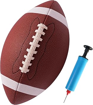 Football for Youth Adult Players, Composite Leather American Football with Pump, Durable All-Weather Footballs for Training Sport Ball for Indoor & Outdoor Play