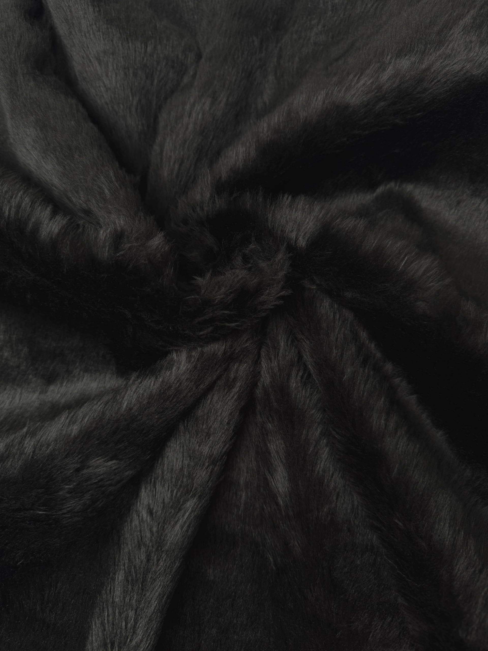 Plain Fun Faux Fur Fabric Material Black, 1Mtr - 150cmx100cm