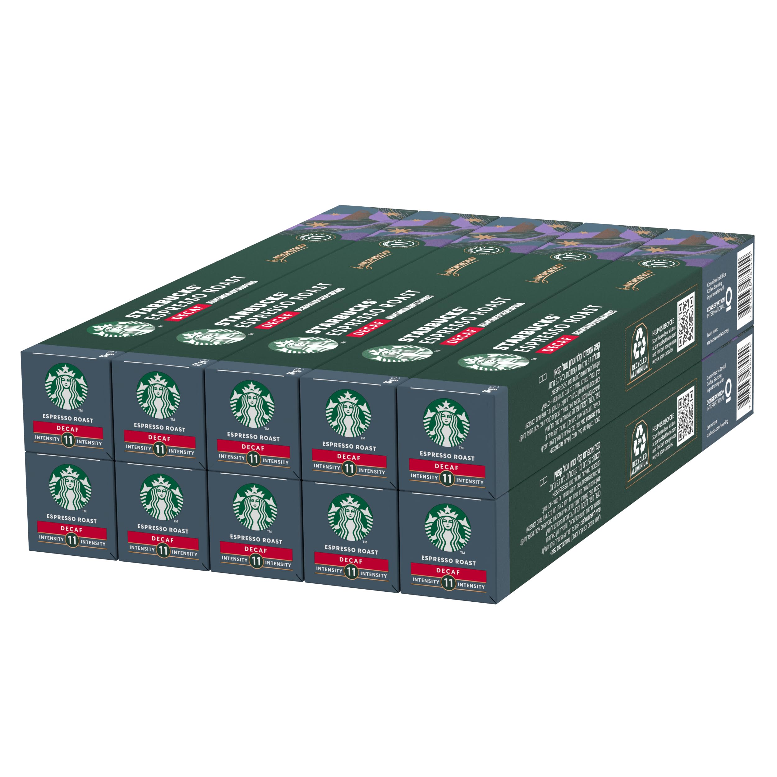 STARBUCKS Decaf Espresso Roast by Nespresso, Dark Roast, Coffee Capsules 10 x 10 (100 Capsules)STARBUCKS Decaf Espresso Roast by Nespresso, Dark…