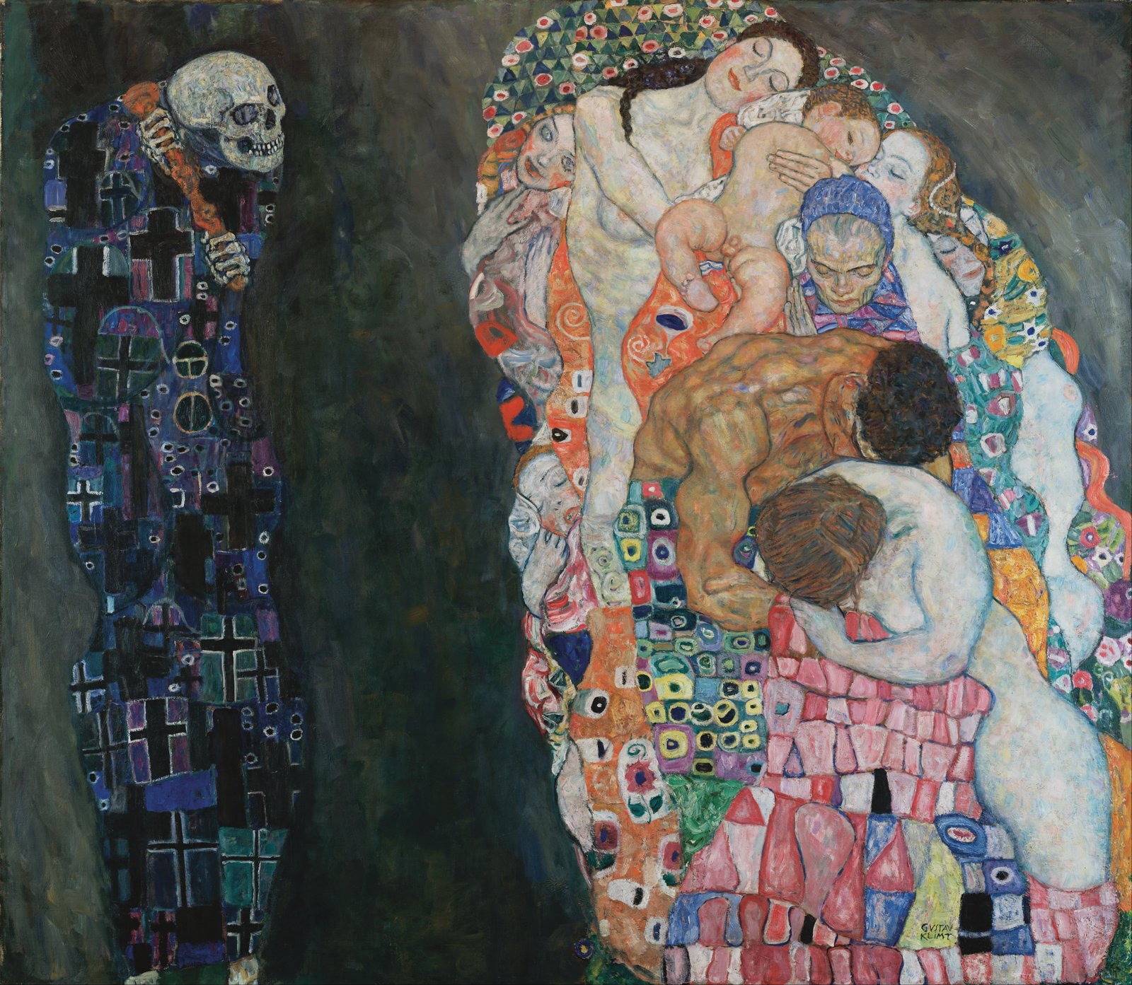Gustav Klimt Mort et Vie grand poster mat sans cadre pour décoration murale chic