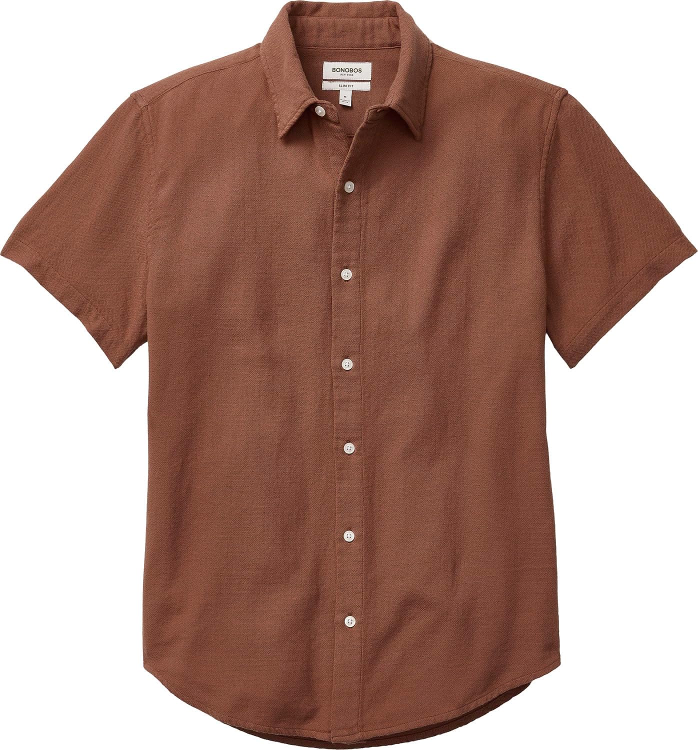 Bonobos - Mens Riviera Point Collar French Placket No Pocket Woven Shirt, Color Rust Geo Texture, Size: Small x Regular - Image 3