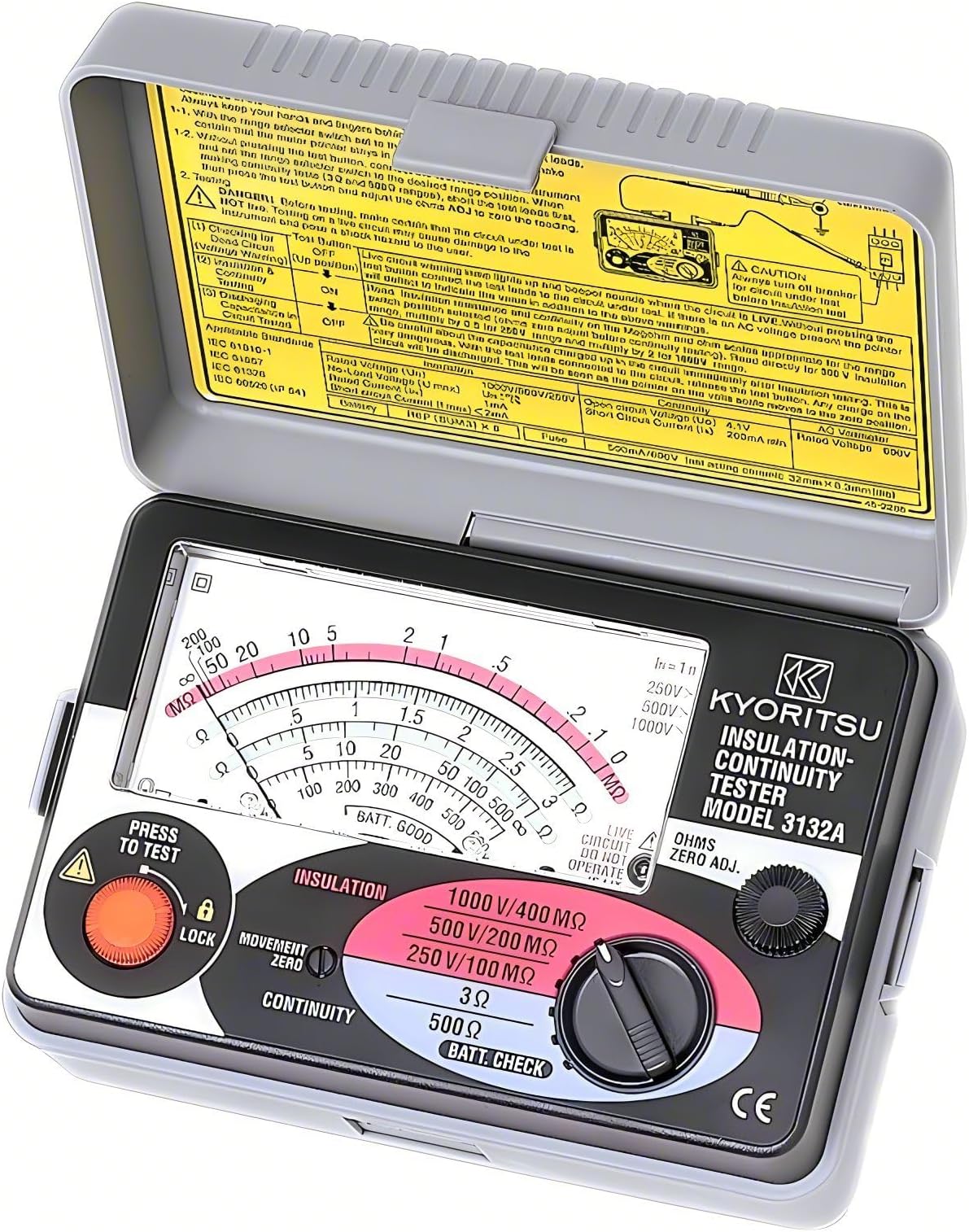 Japan Quality KYORITSU ANALOG INSULATION CONTINUITY TESTER KEW 3131A 3132A Max 1000V 400MΩ HIGH VOLTAGE INSULATION TESTER INSULATION TESTER Ohm Tester Resistance Meter Tester Megohmmeter(3132A)