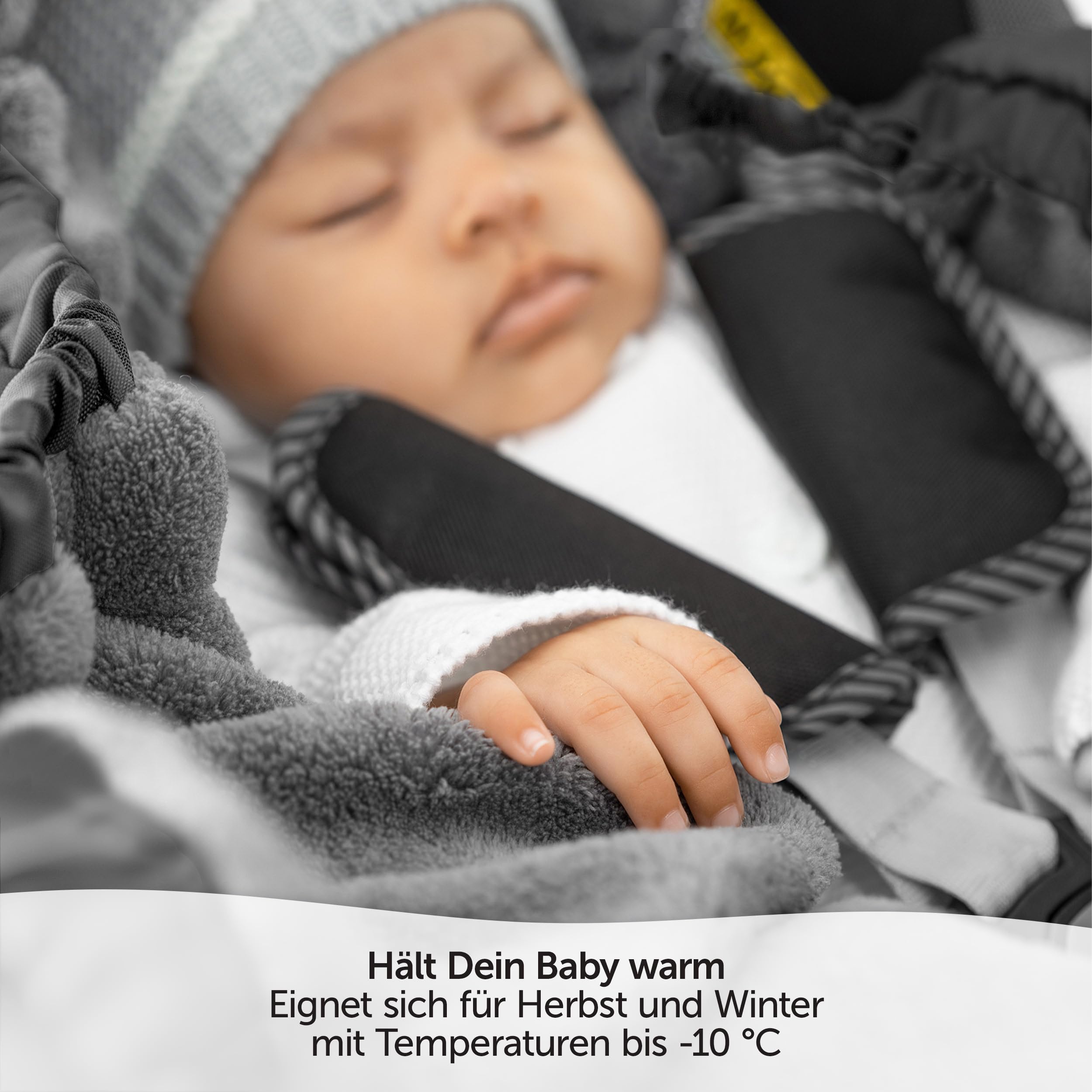 Zamboo Einschlagdecke für Babyschale und Kinderwagen - Thermo Fleece Grau