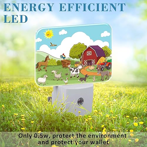Miniatura 6 de Luz nocturna de animales de granja de dibujos animados para niños, niñas, niños, lindos animales de granja, luz nocturna LED enchufable a la pared