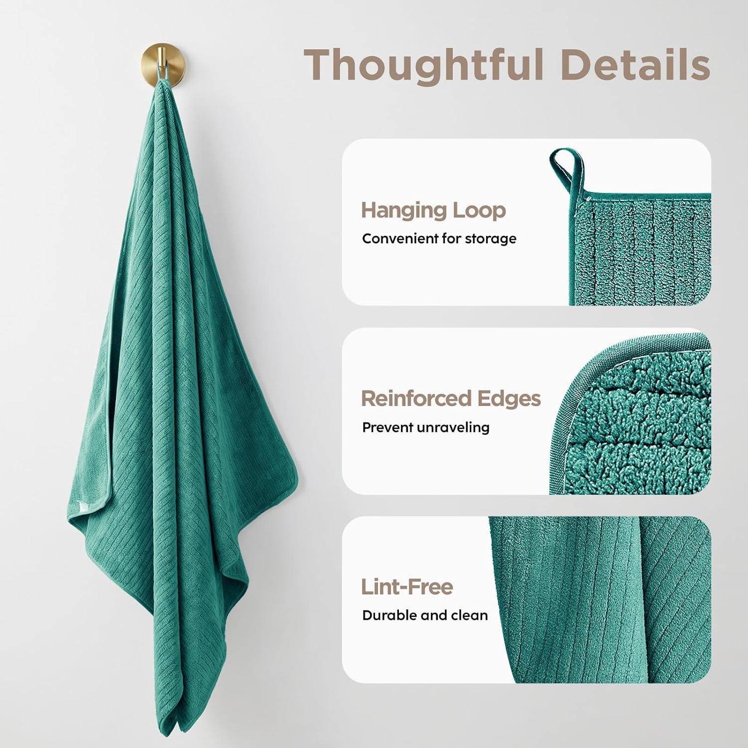 Oversized Bath Towels 8 Piece Towel Set, 2 Extra Large Bath Sheets, 2 Hand, 4 Washcloths, Luxury Soft Super Absorbent Thick Shower Towels for Bathroom, Spa & Hotel, Quick Dry, Teal Green