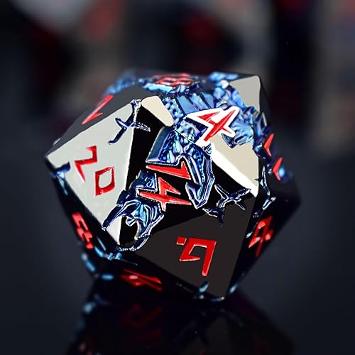 Rule Dice Dados D&D de 7 Dados de Metal DND, Juego de Dados Metálicos Ponderados de Calabozos y Dragones, Juegos de Dados Poliédricos D y D Grandes,