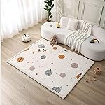 Hakuna Matte CloudSoft Baby Play Mat for Floor 60 x 80 Planets - Coral Velvet Memory Foam Rug for Crawling & Cozy Play - Non-Slip, Water-Resistant, Easy-CareTummy Time Mat, Playmat for Playpen