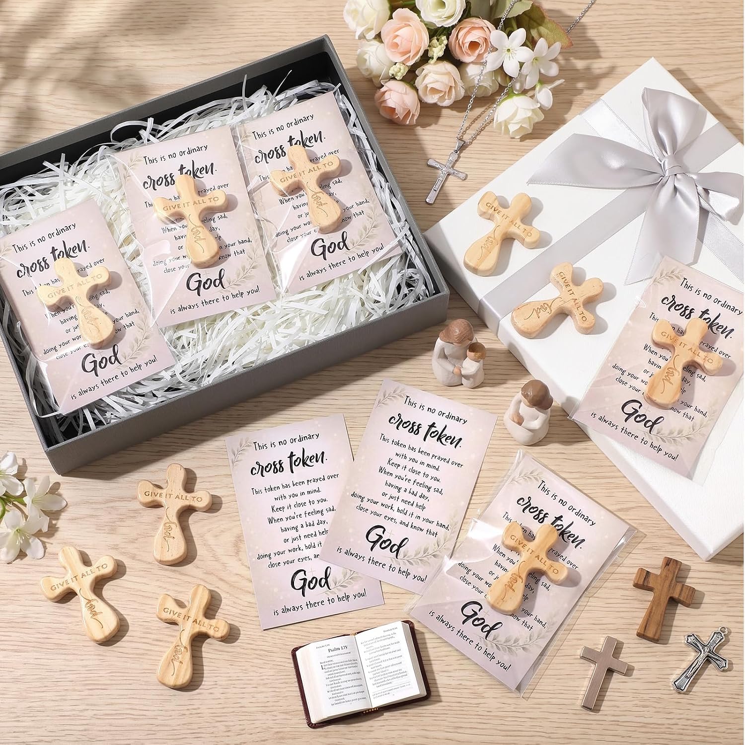 CraftyDream 25 Set Christian Gift for Women Give It All to God Natural Wood image 5