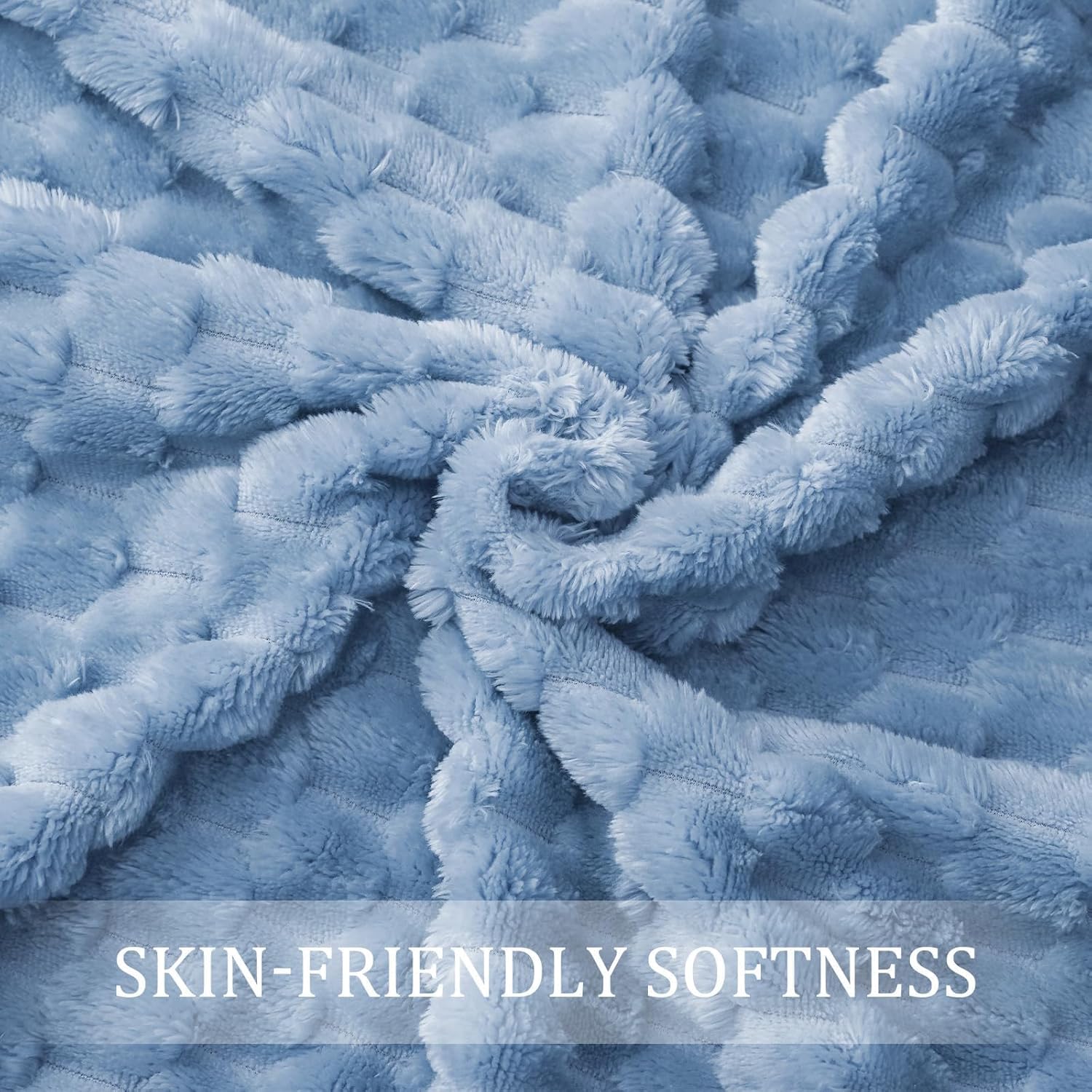 Exclusivo Mezcla Fleece Throw Blanket for Couch, Extra Large Fuzzy Stone Blue Bed Blankets, Soft Cozy Plush Sofa Throws for All Seasons, 50x60 Inches - Image 6