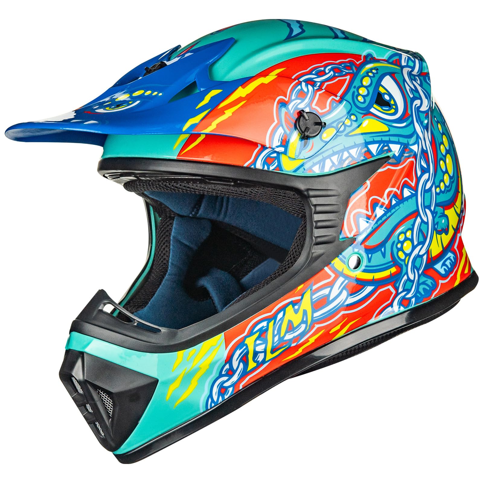 ILM Youth Kids Dirt Bike Helmets Motocross ATV Dirtbike BMX MX Offroad  Full Face Motorcycle Helmet, DOT Approved Model 128YS (Crocodile Green