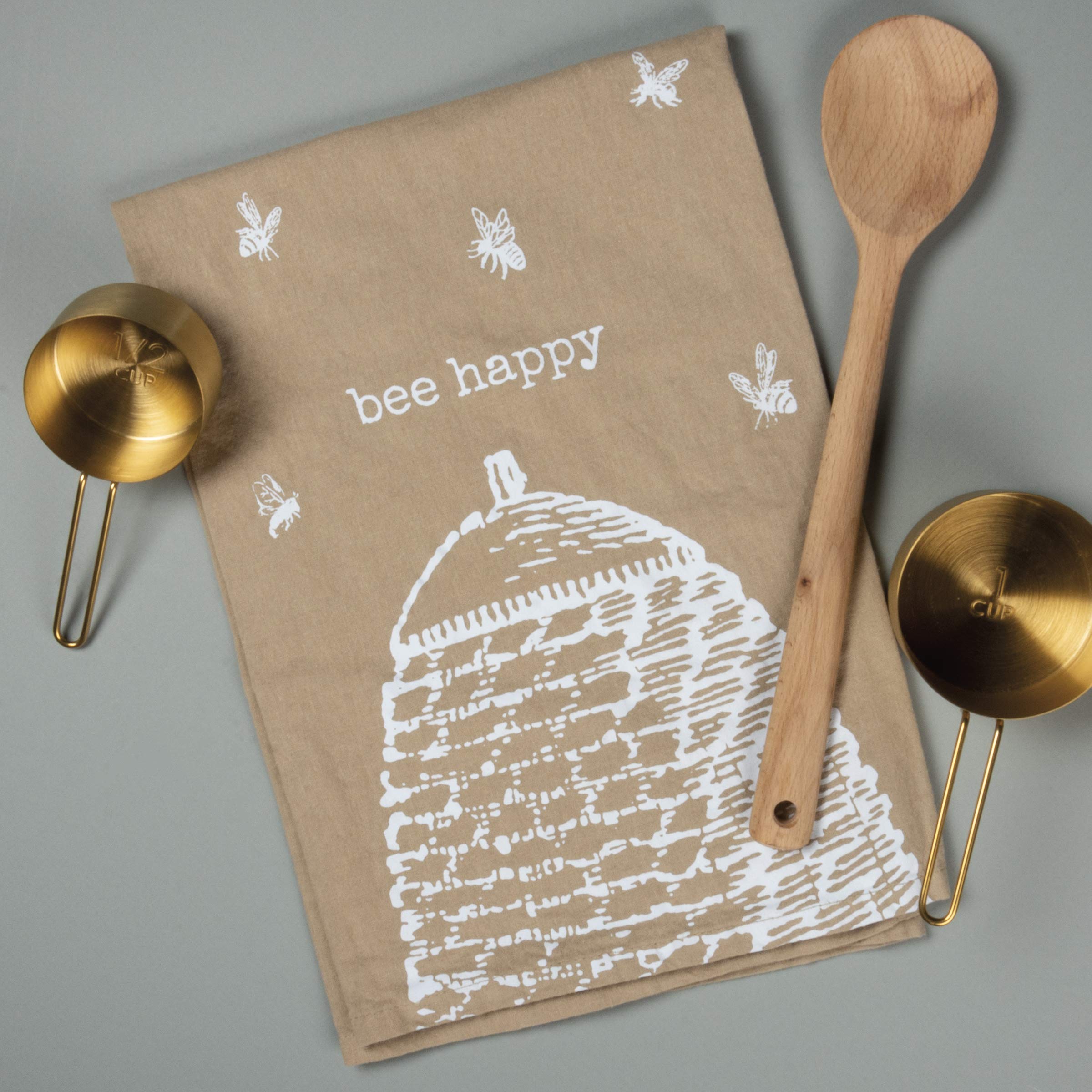 Primitives by Kathy Rustic Geschirrtuch, Bee Happy, Hellbraun, 28 x 28-Inches