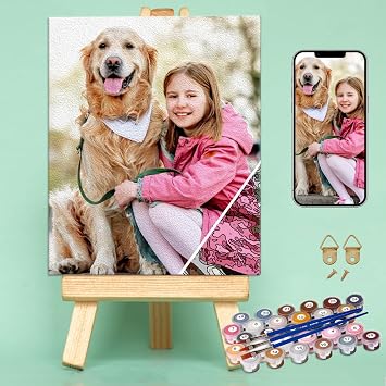 POKEHAND Custom Paint by Numbers kit for Adults,Personalized Paint by Number,DIY Acrylic Painting Kit for Home Decor Ideal Gift Choice for Family, Friends and Pets