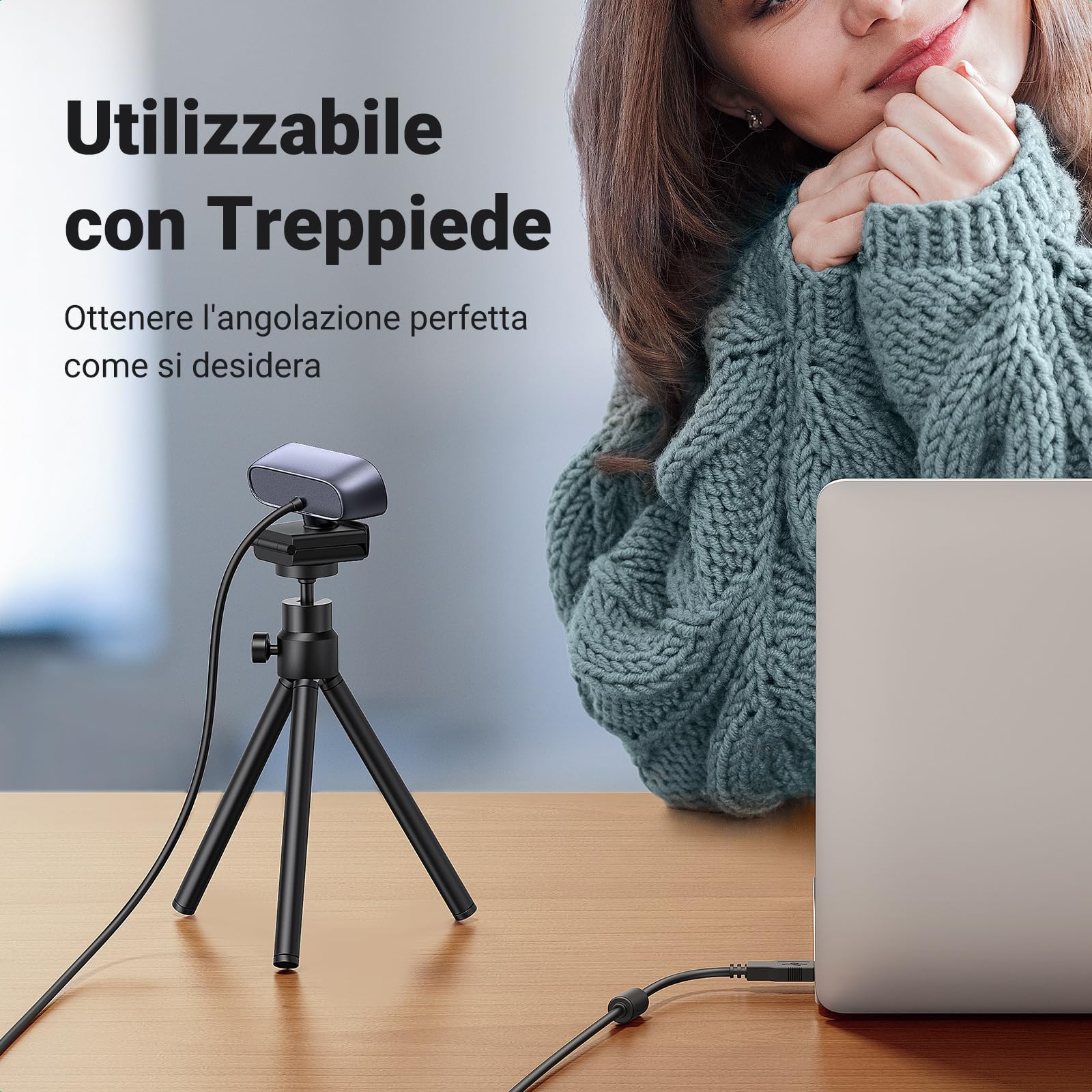 UGREEN Webcam 2K 30FPS Full HD USB A Camera PC Due Micro Cancellazione del Rumore Integrata Rotazione a 360 Gradi Plug Play Windows MacOS Supporta Streaming Videochiamata Youtube Zoom Videoconferenza