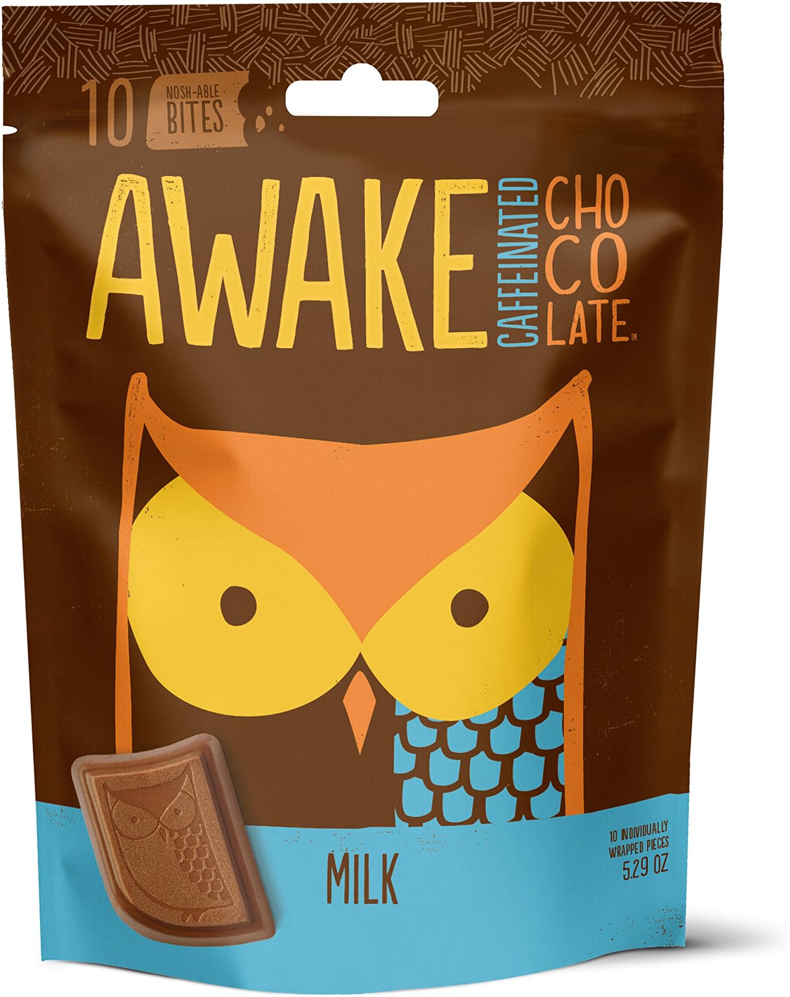 Awake Chocolate Caffeinated Bites, Milk, 10 Count (Pack of 6)