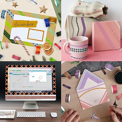 Miniatura 6 de KOVANO Juego de 60 rollos de cinta Washi  Cinta adhesiva decorativa para suministros de álbumes de recortes, manualidades de bricolaje, diarios de