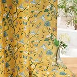 Floral Bird Shower Curtain, Boho Yellow Shower Curtain 72x72, Hummingbird Jungle Victorian Farmhouse Botanical Shower Curtain for Bathroom, Chic French Country Style