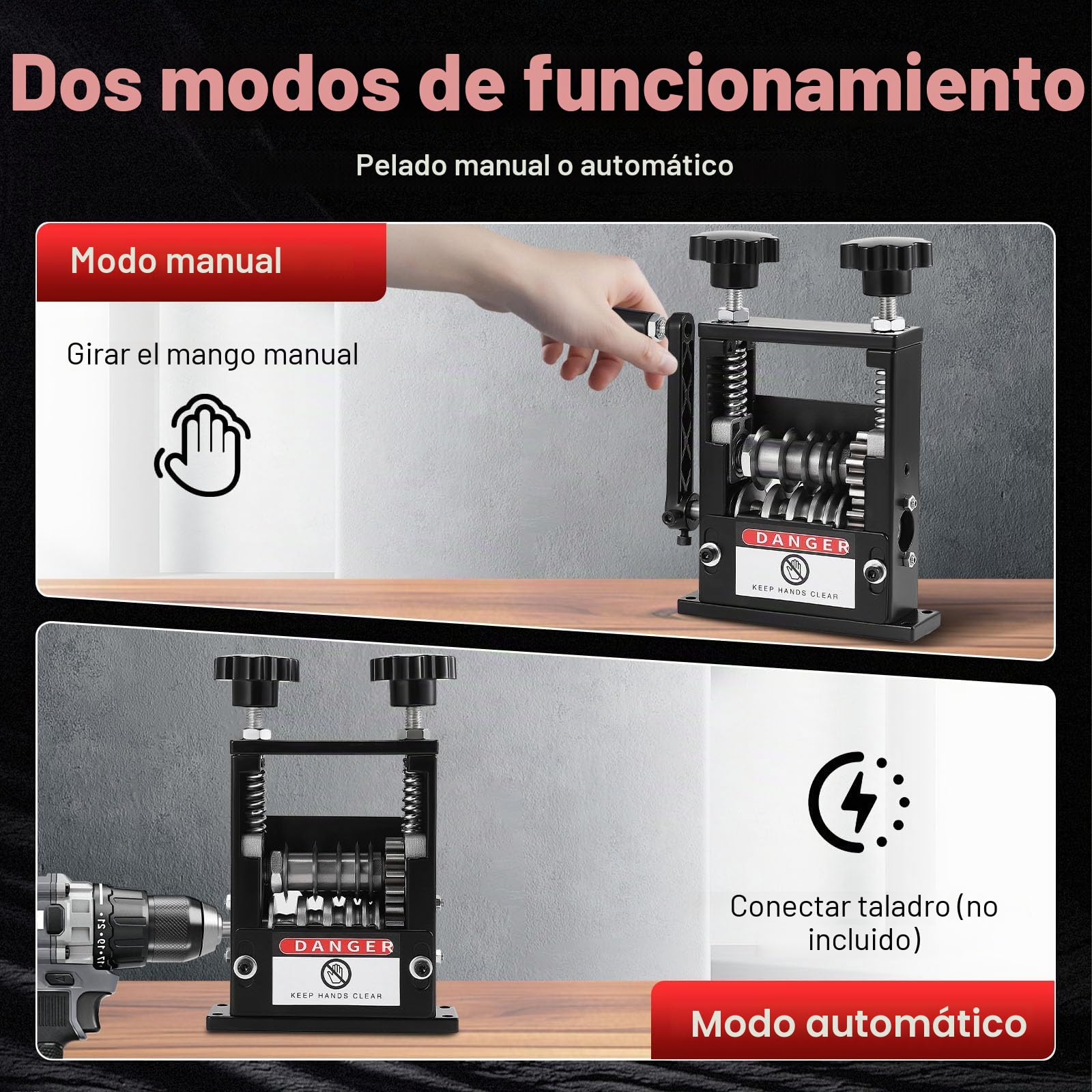 Pelacables De 6 Agujeros, Alicates Pelacables De 3-17 Mm, Herramienta Pelacables Automática Manual Eléctrica Con 2 Modos De Funcionamiento Pelacables Para 5 Cables Simultáneamente