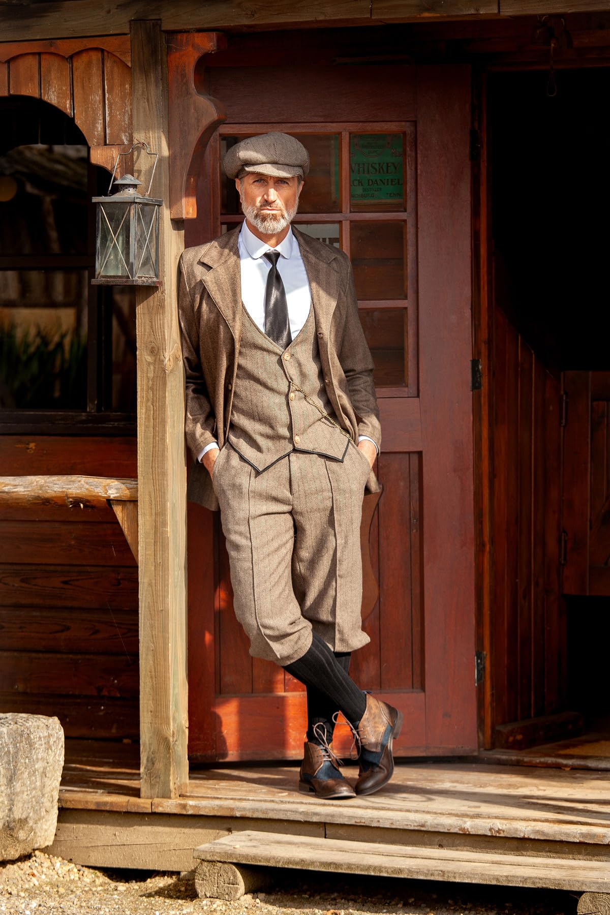 WILBERS & WILBERS - Costume da uomo anni '20 | Set da 3 pezzi con gilet, pantaloni, berretto, costume anni '20 per Carnevale