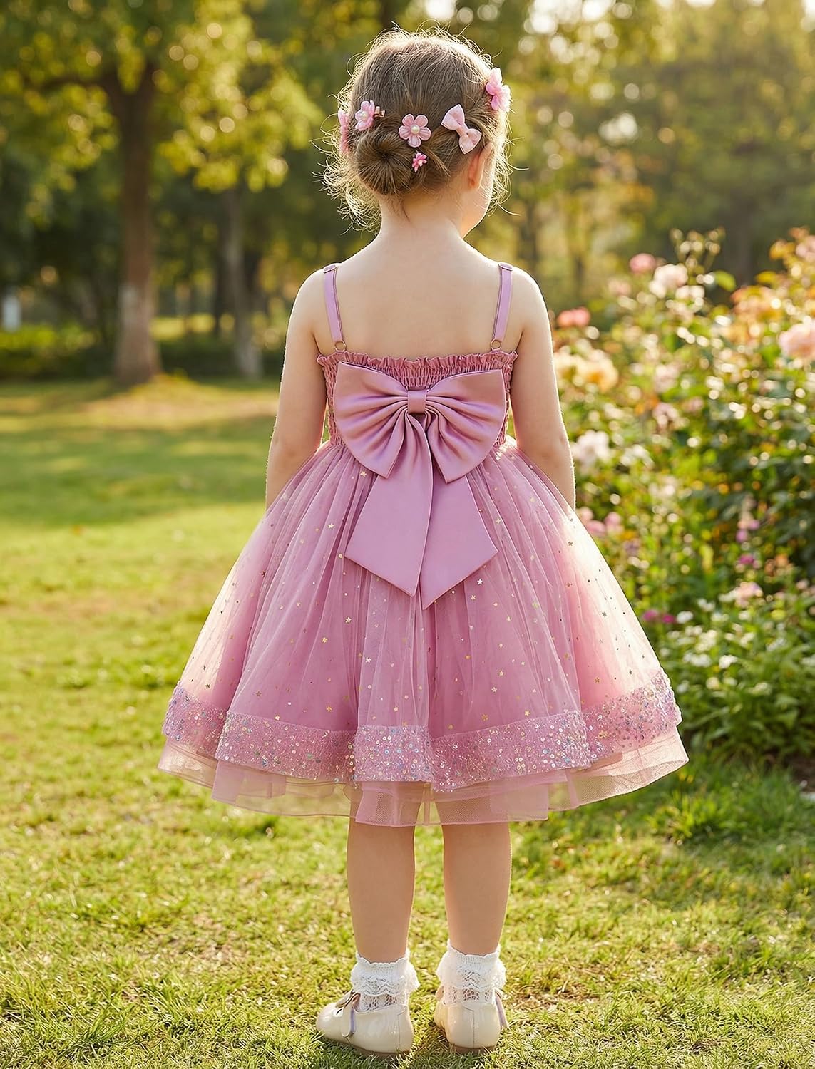 IMEKIS Toddler Kids Girls Fairy Dress Sparkle Sequins Tulle Pageant Party Birthday Princess Outfit 2-10T
