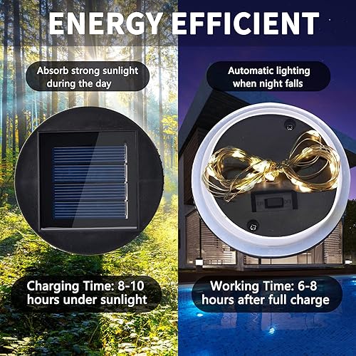 Miniatura 2 de Luces solares para tapa de tarro de masón, 3.15 pulgadas con borde de silicona, color blanco cálido, piezas de repuesto impermeables para linternas