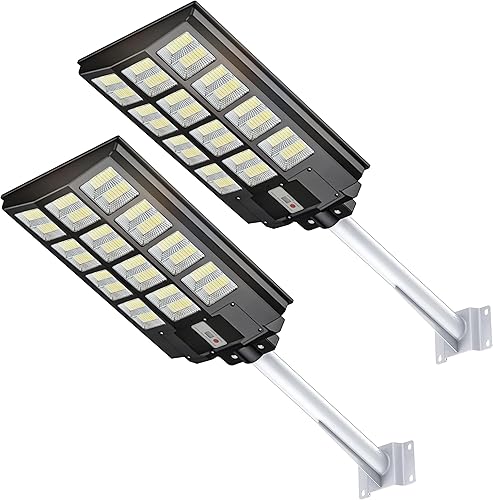 Wattake Farolas solares para exteriores  Luces solares de estacionamiento de 1000 W, luces solares LED de 7000 K, del atardecer al amanecer, sensor