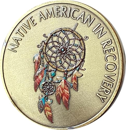 Miniatura 6 de Nativo Americano en Recuperación Medallón Atrapasueños Bendición Oración Sobriedad Chip