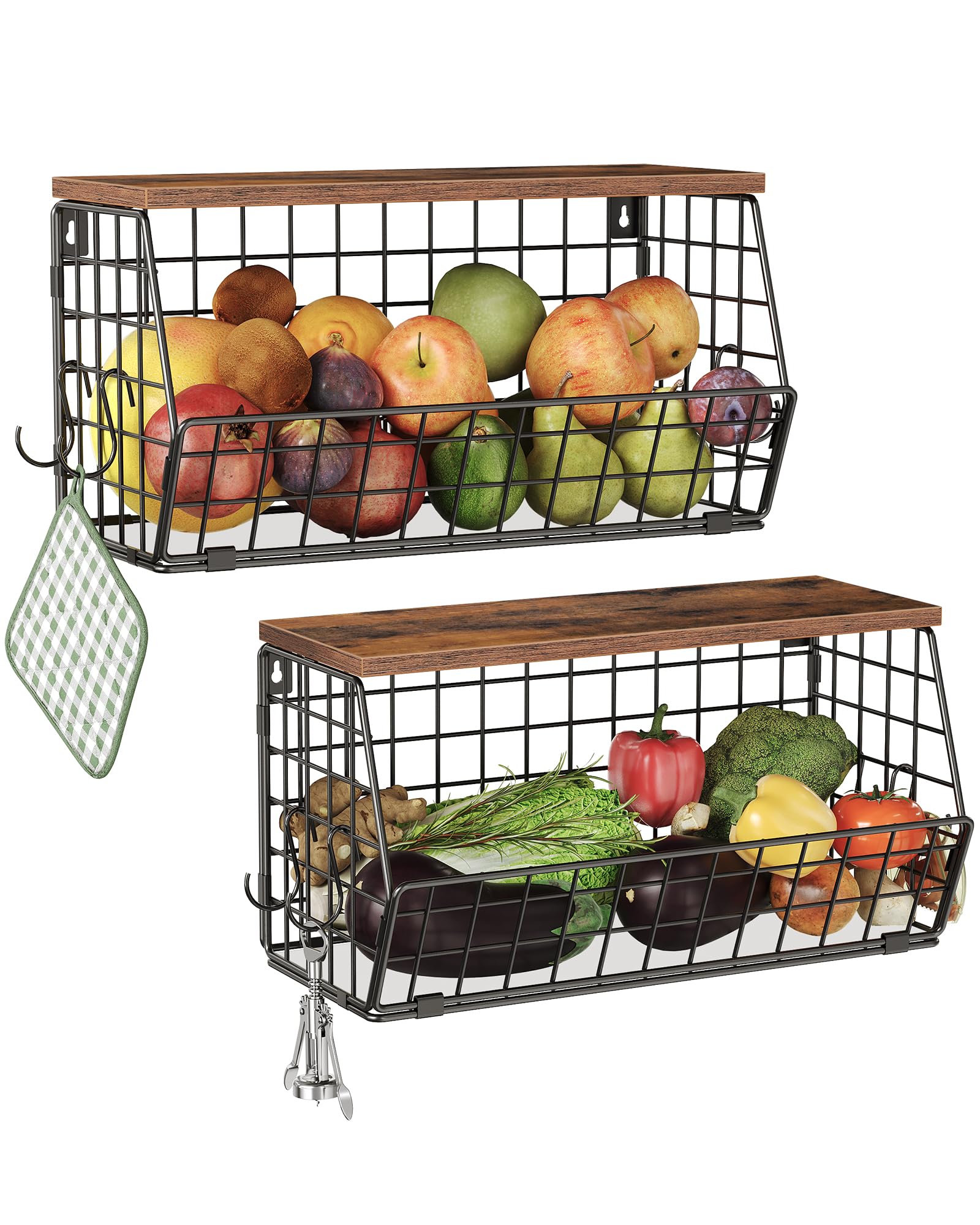 Evita alimentos aplastados con estas cestas para frutas de metal negro